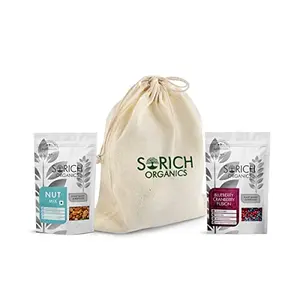 Sorich Organics Jute Potli Pack Nut Mix 150gm Berry Fusion 150gm | Diwali Gift Items | Diwali Gifts for Family and Friends | Healthy Snacks | (300gm Pack of 2)