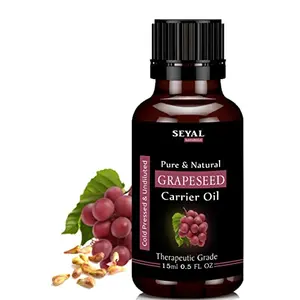 Seyal Grapeseed Oil 100% Pure & Natural Pressed for Hair & Skin | Therapeutic Grade |Glowing Face & Shiny Hair - 15ml