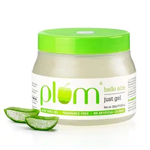 Plum Hello Aloe Just Gel | For All Skin & Hair Types | Aloe Vera Gel | Aloe vera Gel for Face | 100% Vegan | 100% Fragrance Free | 250 gm