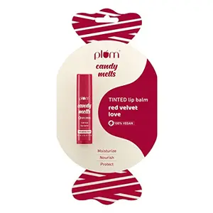 Plum Candy Melts Red Velvet Love Tinted Lip Balm | Moisturizes & Nourishes | Hydrates Dry & Chapped Lips | 100% Vegan | 4.5g
