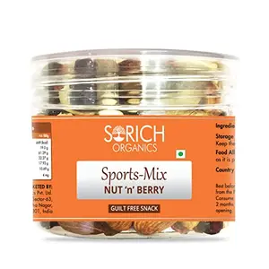 Sorich Organics Sports Mix 150G - Mix of Cranberry Almonds Cashews Raisins | Sports Mix Dry Fruits | Dried | High in Protein Iron | Nuts and Seeds