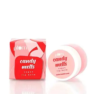 Plum Candy Melts Vegan Lip Balm | Melon Bubble-yum | With Natural UV Protection Ultra Moisturization & ed Shine for Lips | 100% Cruelty Free
