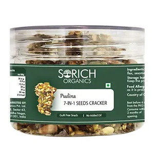Sorich Organics Pudina 7-in-1 Seeds Cracker 75gm | Mixed Seeds | Mix Seeds for Eating | Roasted Seeds | Super Seeds Mix | High Protein Diet Snacks | High in AntiPotassium