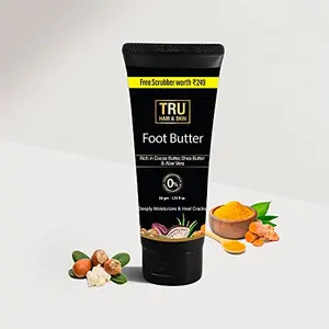 Tru Hair & Skin Foot Butter with Free Foot Scrubber | For cracked heels | 50gm