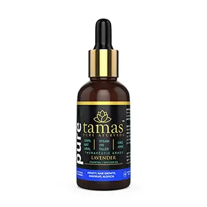 Tamas Ayurveda Lavender (Lavandula Astifolia) Essential Oil (India) (30ml): Therapeutic Grade 100% Natural Steam Distilled and Certified Organic - for Dandruff Alopecia Insomnia