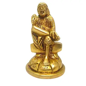 TAMAS Brass Handmade Shirdi Sai Baba (Golden) Height 4 inches