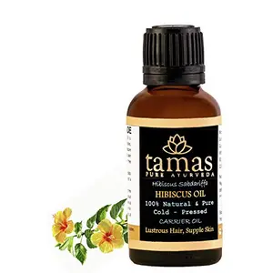 Tamas Ayurveda Hibiscus (Hibiscus Sabdariffa) -Pressed Oil (30ml): Therapeutic Grade 100% Natural pressed and Certified Organic - for Lustrous Hair Supple Skin