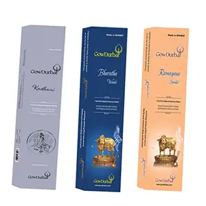 GOW DURBAR Coal-Free Natural Incense Sticks Agarbatti Combo Pack of 3 (Sandal : Devadaru : Kasthuri Fragrance)