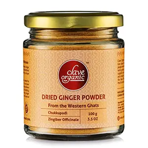 Clave Organic Dry Ginger Powder | From Kerala | Vacuum Dried I Washed I Without Skin - Polished I Pure & Auspicious I In Food Grade Glass Jar - 100g