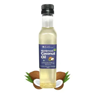 Herbsense Wood Pressed Pure Coconut Oil - Ideal For Hair Skin & Care Body Massage Oil Oil Pulling Freshly Made & Unrefined 500ML