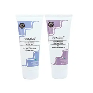 Fix My Curls Curl Quenching Moisture Styling Duo | Curly And Wavy Hair | Enriched With Aloe Vera and Flax Seed | Moisture and Definition| Frizz Control | 50g each