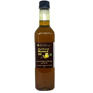 Herbsense Wood Pressed Mustard Oil Sarso Ka tel- Unrefined & Unfiltered -Chemical Free Kachi Ghani / Marachekku Oil Pure Healthy Cooking Oil Hair Oil 1L