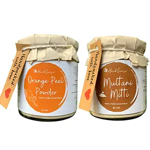 Herbsense Orange Peel Powder & Multani Mitti Combo Pack Powder Face Pack for Acne Control Oil free Natural Glowing Skin