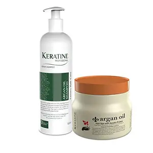 KERATINE PROFESSIONAL Argan Oil Sulphate free shampoo and Mask (COMBO PACK) 500ML EACH