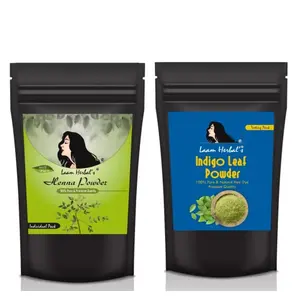 Laam Herbals Herbal (Mehndi) & Indigo Powder (Combo Pack) | Natural Colorant |Pure & Natural (50 g each)