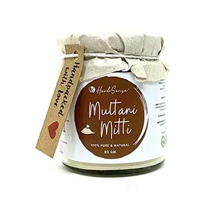 Herbsense Natural Multani Mitti Powder - Ideal for Oil Control Skin Cleansing & Nourishing Anti- Acne & Pimple Care Face Mask & Face Pack | Glass Jar Packaging- 80 GM