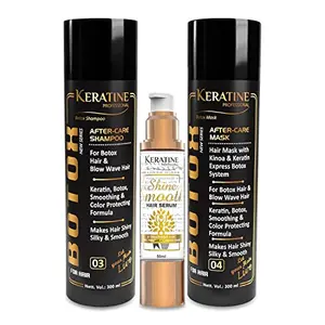 KERATINE PROFESSIONAL BOTOX AFTER-CARE SHAMPOO Mask & SERUM | Infused with 9 essential proteins like Argon Oil Keratin Botox and Color Protecting | Makes your hair Shiny Silky & Smooth Pack of 3