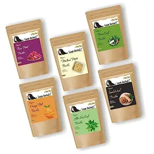 Laam Herbals Rose Petal Orange Peel Multani Mitti Aloe Vera Neem Leaf Sandalwood Powder | Instant Glow Anti-Acne De-Tan Even Toning | Natural Skin & Body Cleanser (6X50 g)