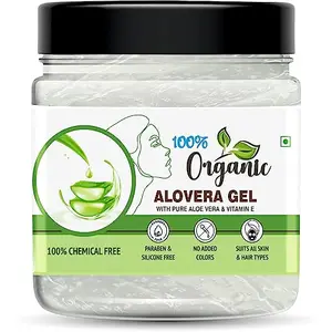 Organic 100% Aloe Vera Gel For Face with Pure Aloe Vera & Vitamin E for Skin and Hair - 400gm