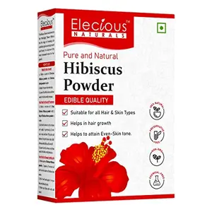 Elecious Hibiscus powder for hair growth face and skin (200 Grams) | Hibiscus flower powder | Suitable for Hair pack Hair oil Face pack and Hibiscus Tea