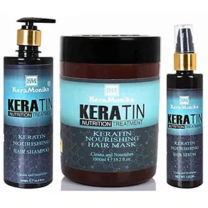 Keramoniks Keratin Hair mask 1000 ml + Keratin Hair Shampoo 500 ml + Keratin Hair Serum 125 ml