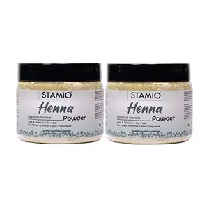 STAMIO Powder for Hair Colour | Triple-Sifted & Microfine | Pure Natural Lawsonia Inermis | Suitable For All Hair Types Men & Women | In Jar - 200 gm (100gm X 2)