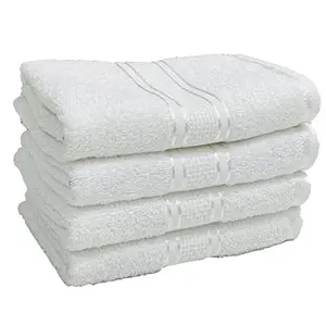 STAMIO Cotton Hand Towel Soft 425 GSM 60 X 40 cm (Set of 4 White) | Quick Dry Full Size Large