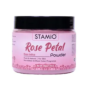 STAMIO Rose PetPowder for Face Pack Skin Care Mask DIY | Sun Dried Gulab Patti | Pure Natural Rosa indica | Suitable For All Skin Types Men & Women | In Jar - 50 gm