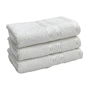 STAMIO Cotton Hand Towel Soft 425 GSM 60 X 40 cm (Set of 3 White) | Quick Dry Full Size Large