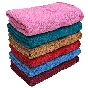STAMIO Cotton 390 GSM Hand Towel 13 X 21 Inches (Set of 6 Multicolor) Heritage Square Border