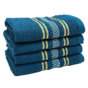 STAMIO Cotton Hand Towel Soft 390 GSM 13 X 21 Inches (Set of 4 Dark Turquoise Green) | Quick Dry Small Size Travel Friendly
