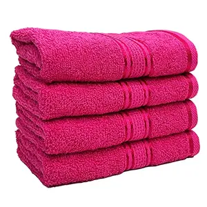 STAMIO Cotton Hand Towel Soft 425 GSM 13 X 21 Inches (Set of 4 Magenta) | Quick Dry Small Size Travel Friendly