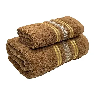 STAMIO Cotton 390 GSM Bath and Hand Towel Set for Men and Women | Extra Soft & Absorbent (Sepia Brown)