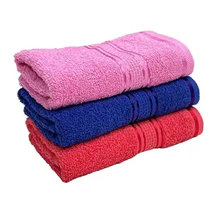 STAMIO Cotton Hand Towel Soft 425 GSM 60 X 40 cm (Set of 3 k Blue and Gajri) | Quick Dry Full Size Large