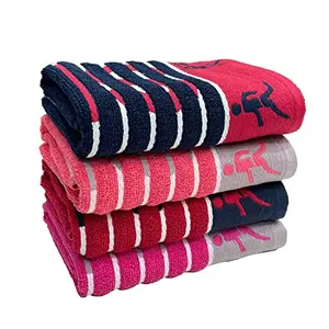 STAMIO Cotton 450 GSM Hand Towels Sports Gym & Workout (Set of 4 Multicolor) 40 X 60 cm | Soft Absorbent Quick Dry Full Size Large