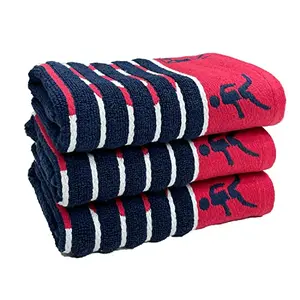 STAMIO Cotton 450 GSM Hand Towels Sports Gym & Workout (Set of 3 Blue) 40 X 60 cm | Soft Absorbent Quick Dry Full Size Large