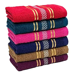 STAMIO Cotton Hand Towel Soft 390 GSM 13 X 21 Inches (Set of 6 Multicolor) | Quick Dry Small Size Travel Friendly