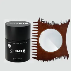 Kerrato Hair Fibres 4gm (MEDIUM BROWN) and Kerrato Hair Fibre Comb | Thinning Hairline Optimizer