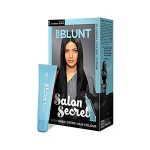 BBLUNT Salon Secret High Shine Hair Colour 100g - Natural Black 1 (Pack Of 1) With Shine Tonic 8ml