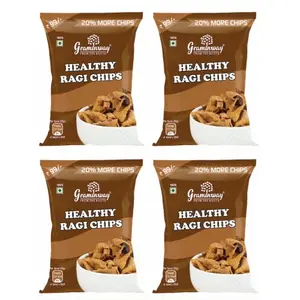Graminway Healthy Ragi Chips, Roasted Crunchy Evening Munchies 400 Grams (100 Gm x 4 Pack)