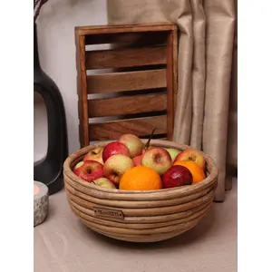Vanchai Fruit/ Storage Round Cane Basket (9" X 4 ")