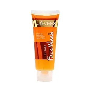 JOVEES Herbal De-Tan Face Wash | For Women/Men | Tan Removal Brightening and Glowing Skin | 100% Natural | Exfoliating and Clarifying | Paraben and Alcohol Free | 120 ML