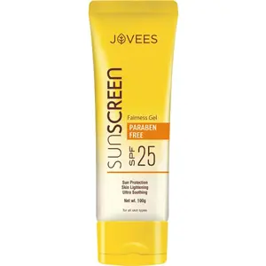 JOVEES Suncreen Fairness Gel SPF 25 with Aloe Vera |For Oily Sensitive Dry Skin | Light  Non Greasy | Protects from Tanning & Uneven Skin Tone 100G