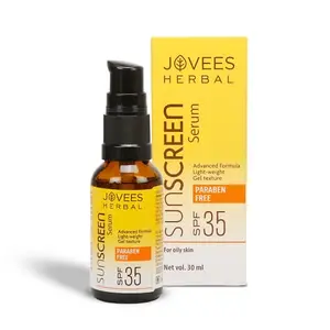 JOVEES Face Serum SPF 35 with Aloe Vera Carrot and Sunflower Extract Advanced Light Gel Based Formula For Sun Protection 30ml - For Oil & Acne Prone Skin