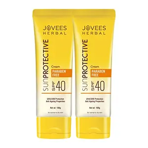 JOVEES Sun Protective SPF 40| Lightand Oil Free - UVA & UVB Protection | Normal to Dry Skin Types | Paraben & Alcohol Free 100 G (Pack of 2)