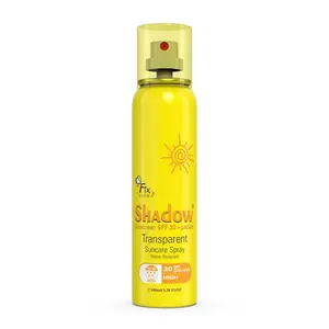 Fixderma Shadow SPF 30+ Lotion Transparent Suncare Spray | Sun Screen Protector SPF 30 | Spray | Broad Spectrum for UVA & UVB Protection | for Women & Men | Non Greasy & Water Resistant - 100gm