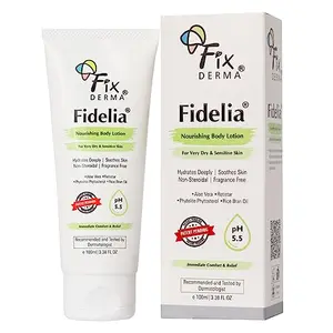 Fixderma Fidelia Nourishing Body Lotion | Moisturizer for face & Body | Body lotion for Women & Men | Body Lotion for Sensitive & Very dry skin with Rice Brain Oil & Aloe vera - 100Ml