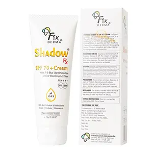Fixderma Shadow RX SPF 70+ Cream | for Dry Skin | Sunblock SPF 70 | Hybrid with UVA & UVB Filters Protection and Blue Light Protection - 75gm