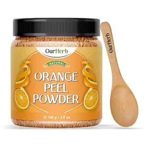 OurHerb Pure & Natural Orange Peel Powder Face Mask Face Pack For Oil Control Acne & Pimples Tan Removal Glowing Skin Scars en Collagen Natural Skin Cleanse With Vitamin C for Skin Care with Wooden Spoon - 100g | 3.5 Oz