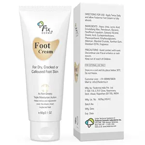 Fixderma 5% Lactic Acid 15% Urea 3% Glycerine Foot Cream For Dry & Cracked Feet Moisturizes and Soothes Feet Heel Repair Paraben & Sulphate Free All Skin Types 60 ML